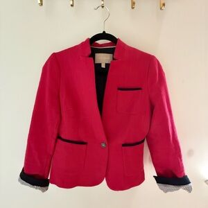 Banana Republic Pink Blazer with Navy Trim and V-Neckline